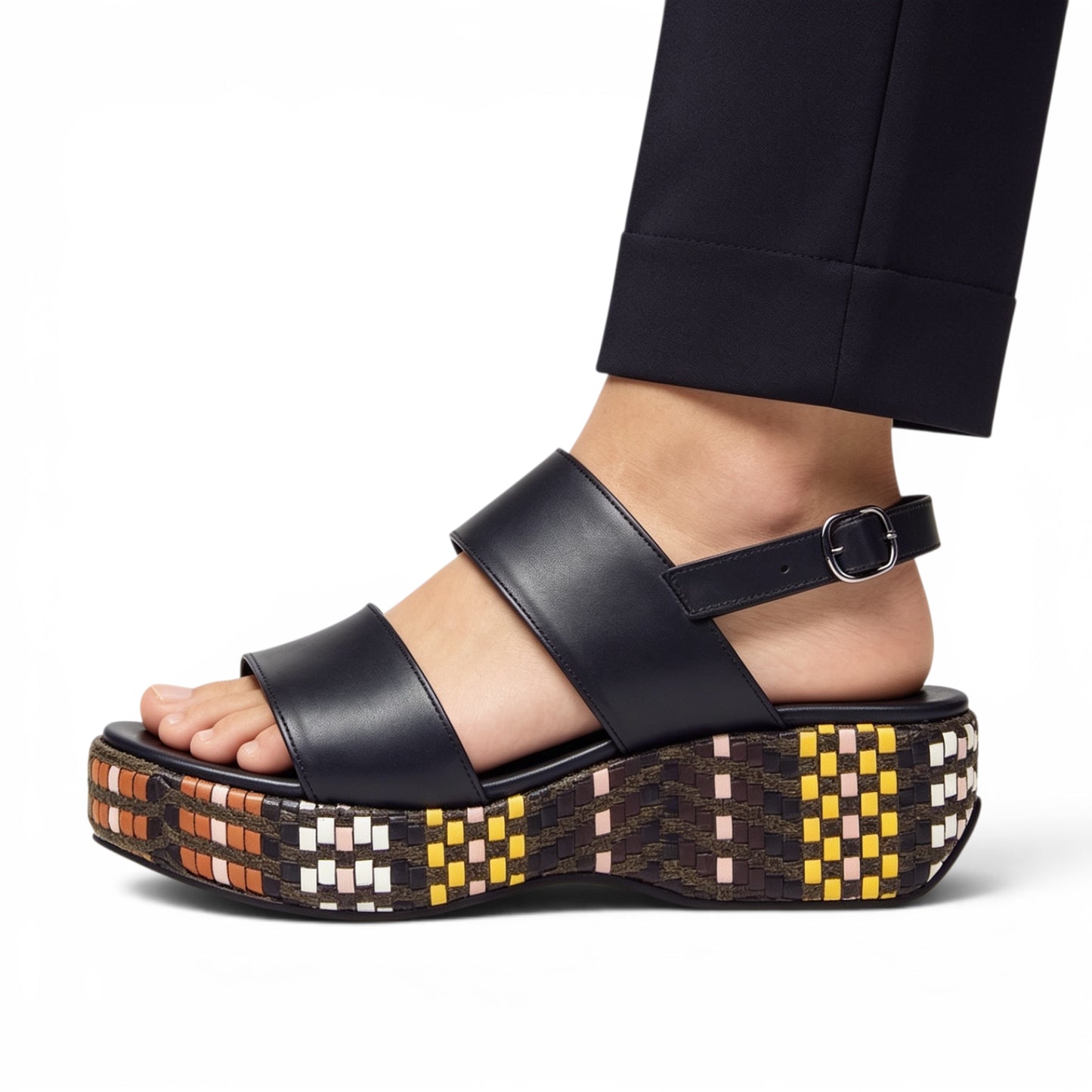 Mosaic Wedge Double-Strap Sandal