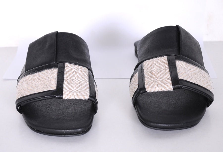 H-Strap Canvas Slide Sandals R117 - scarpehandmade