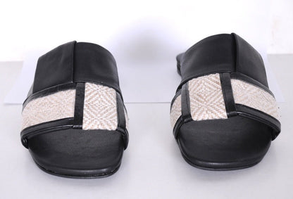 H - Strap Canvas Slide Sandals R117 - scarpehandmade