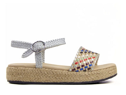 Metallic Cross‑Ankle Espadrille