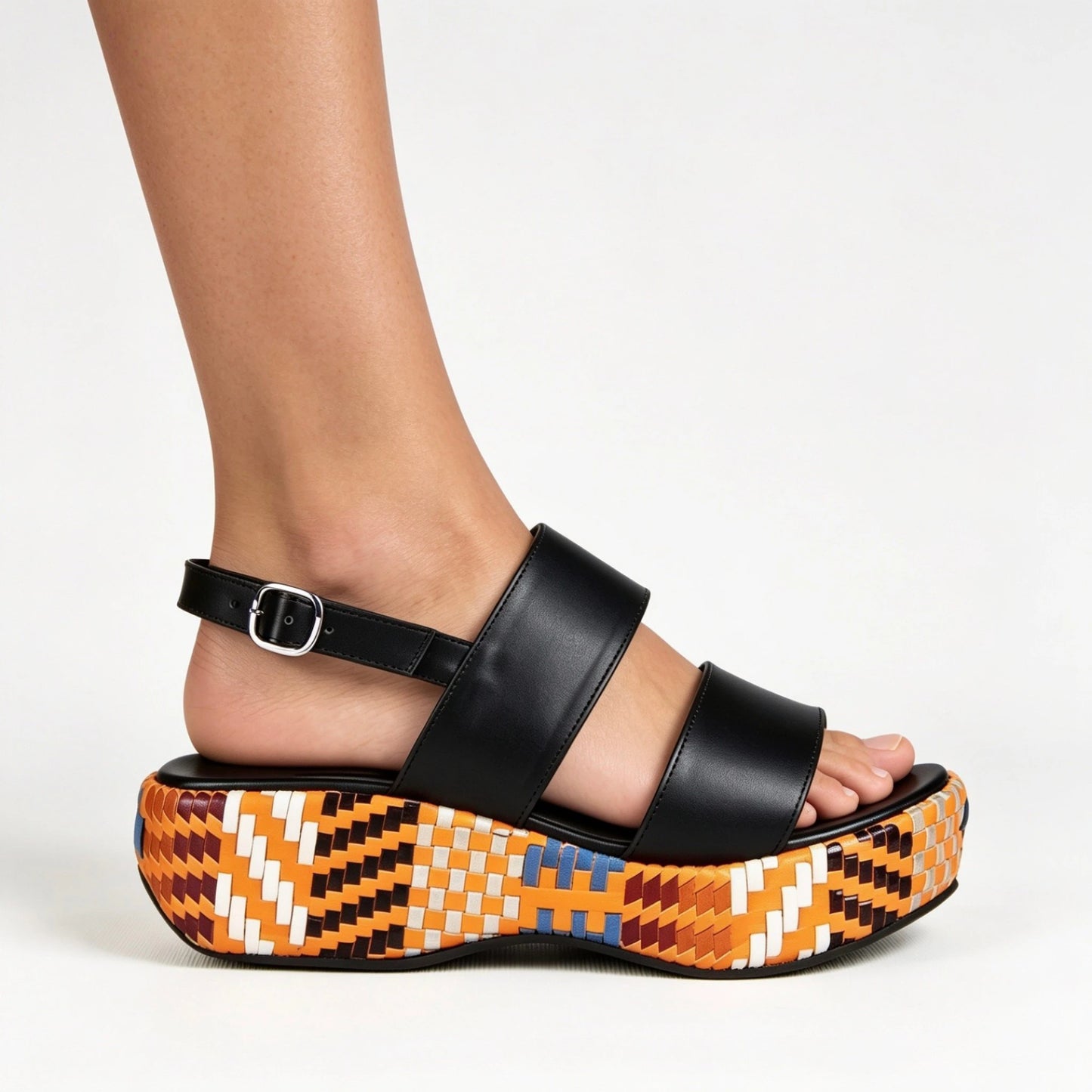 Mosaic Wedge Double-Strap Sandal