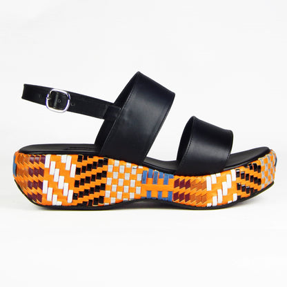 Mosaic Wedge Double-Strap Sandal