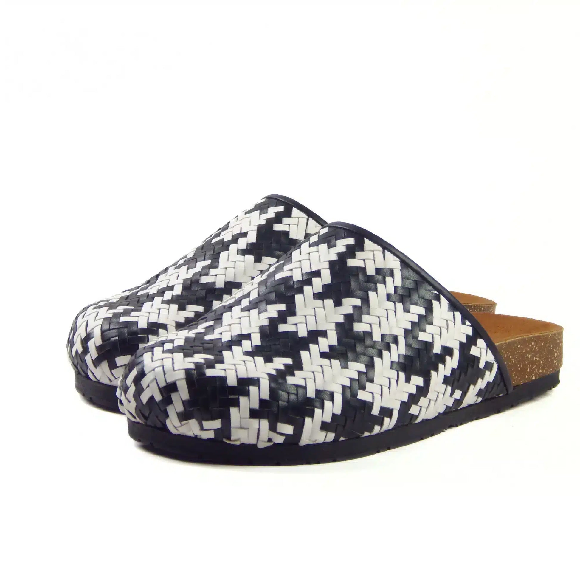 Black and White Houndstooth Clogs - scarpehandmade