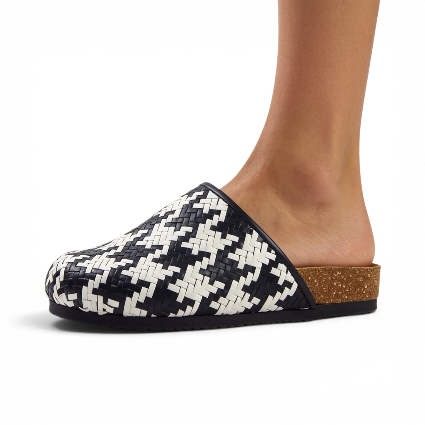 Black and White Houndstooth Clogs