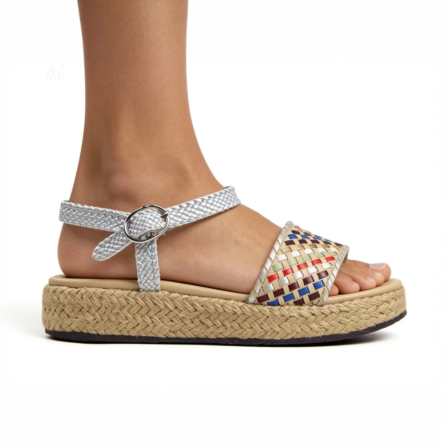 Metallic Cross‑Ankle Espadrille